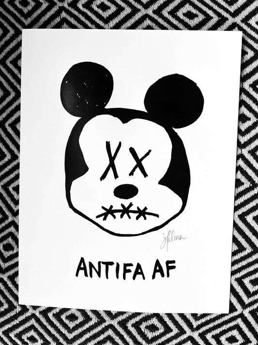 ANTIFA AF - RIP DizKnee (8.5 x 11’’) screen print - PRINTS