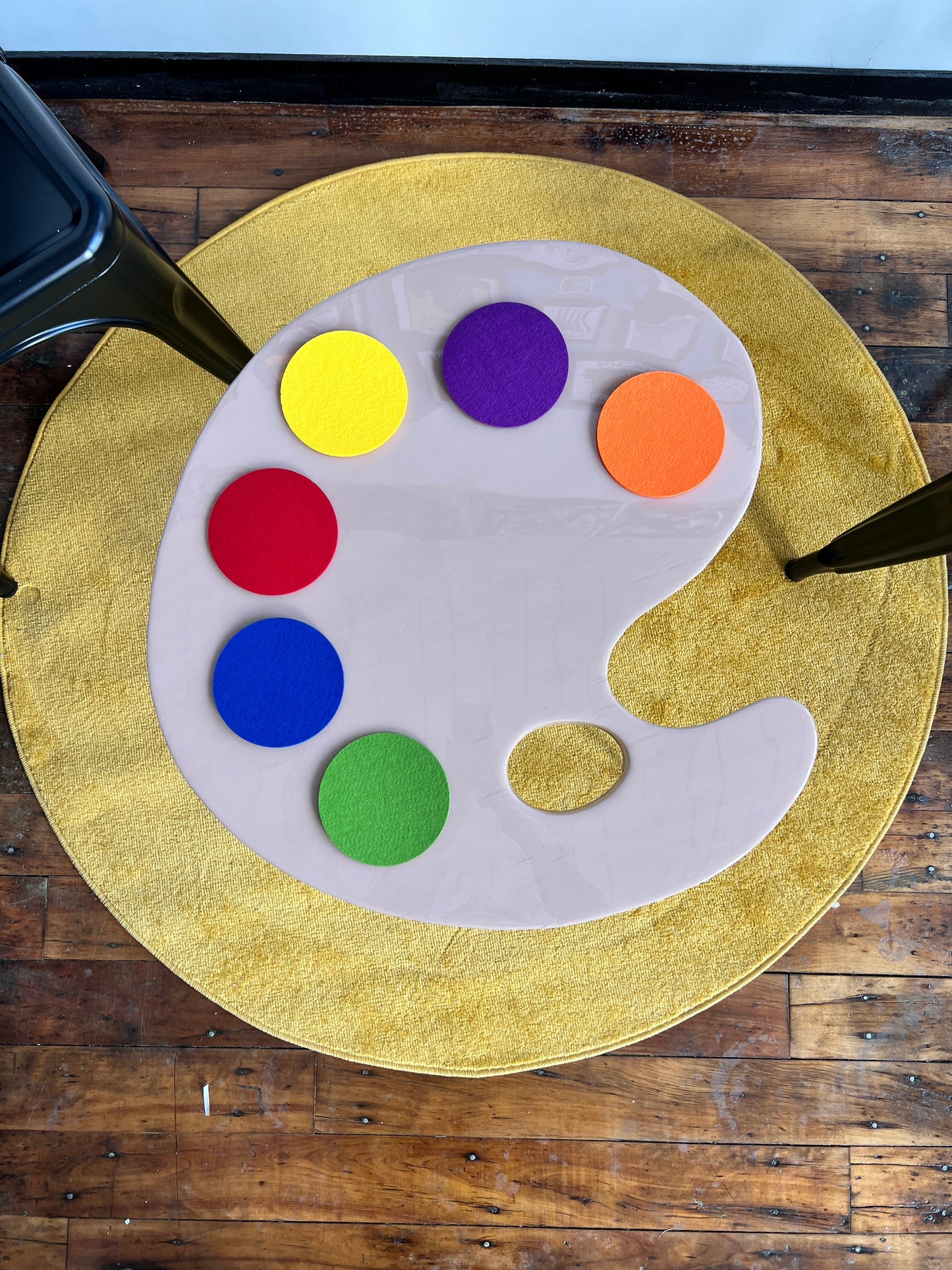 Art Palette w/ Paint Coasters: Coffee Table: 24x24’’ with 16’’ legs - Furniture