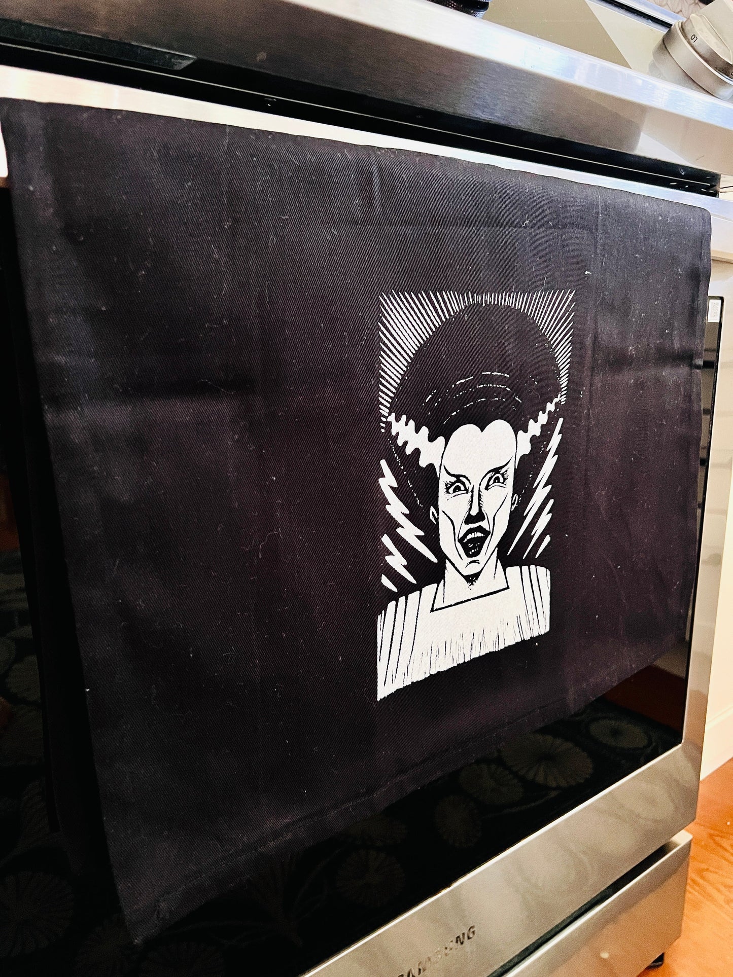 Bride of Frankenstein HALLOWEEN - tea towel all cotton kitchen cooking baking food - Towel