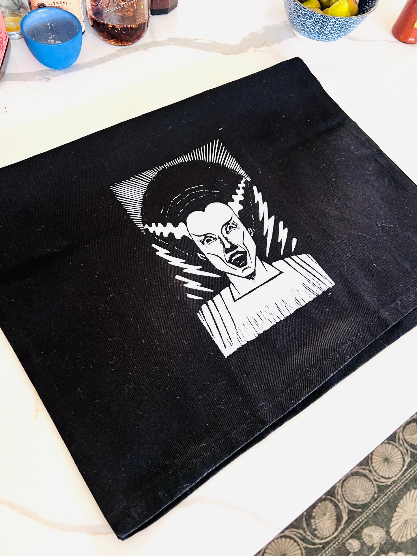Bride of Frankenstein HALLOWEEN - tea towel all cotton kitchen cooking baking food - Towel