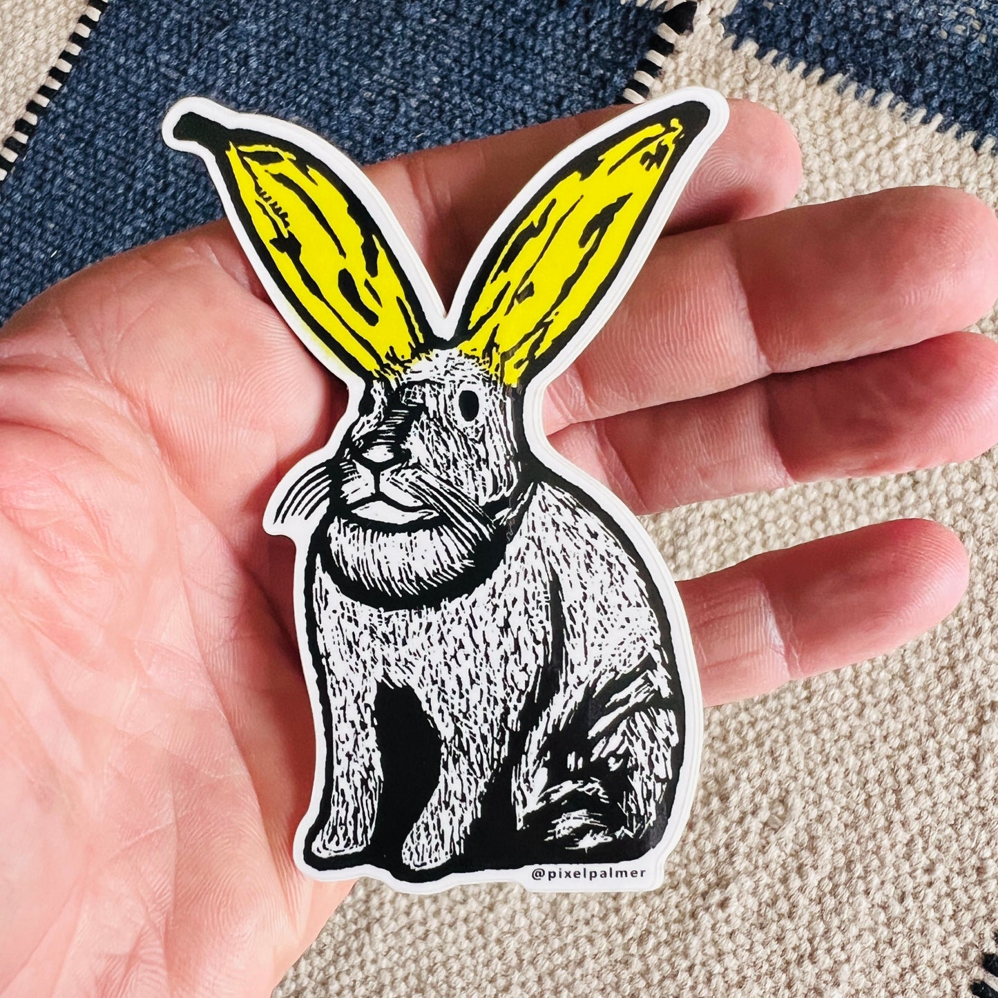 Bunnana 2.75 x 4’’ glossy vinyl sticker from Pixel Palmer - Prints