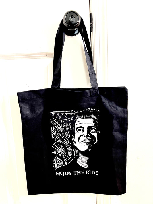 ENJOY THE RIDE - Anthony Bourdain - Cotton Tote - chef cooking kitchen - Tote Bag