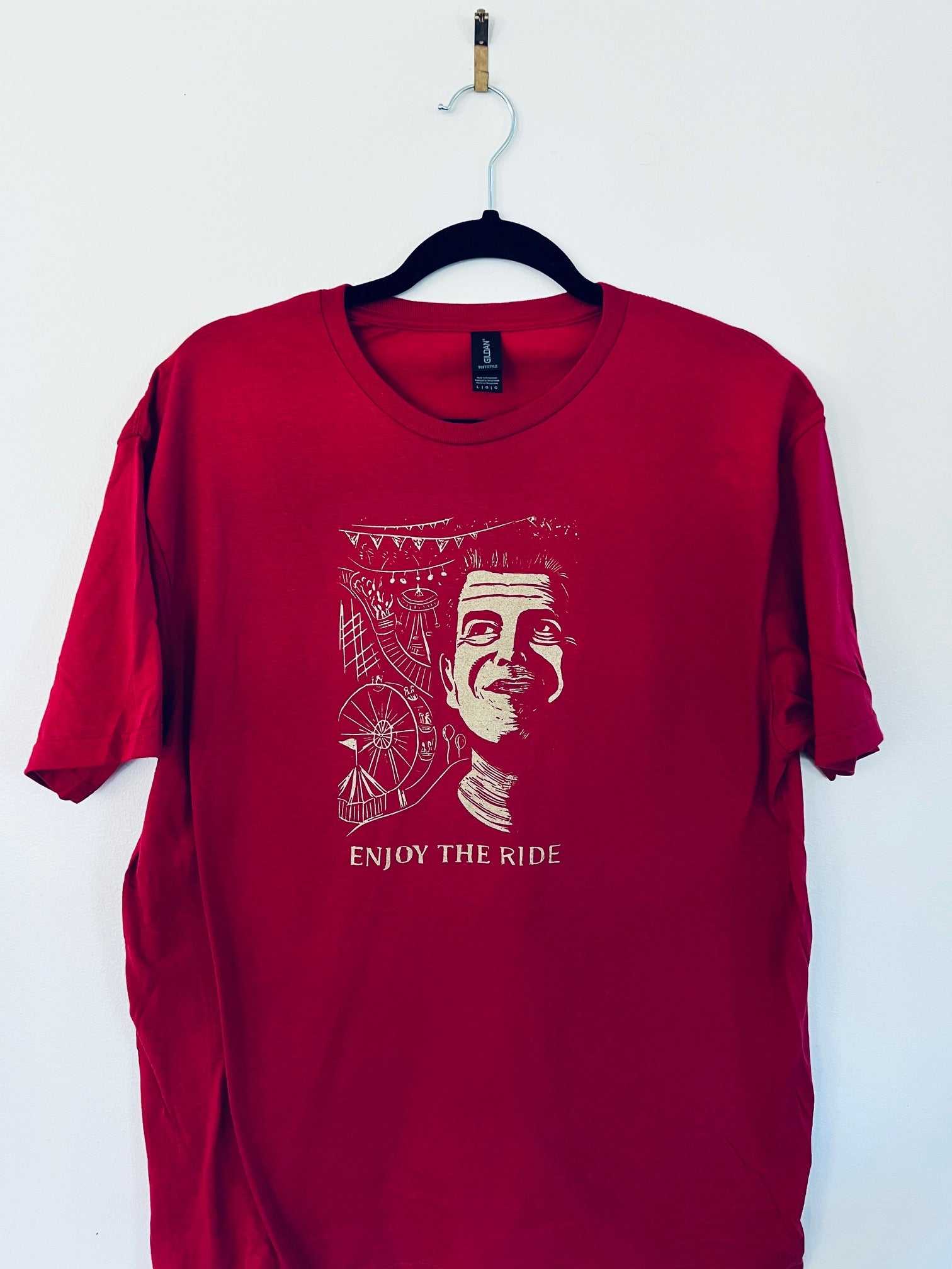 Enjoy the Ride! Anthony Bourdain - screen print T-shirt Unisex Softstyle all cotton - Apparel