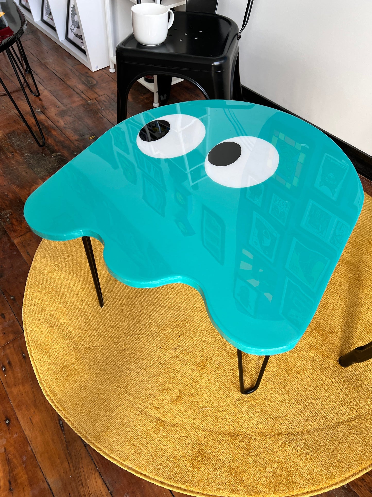 Inky Pac-Man Ghostie: Coffee Table: 24x24’’ with 16’’ legs - Furniture