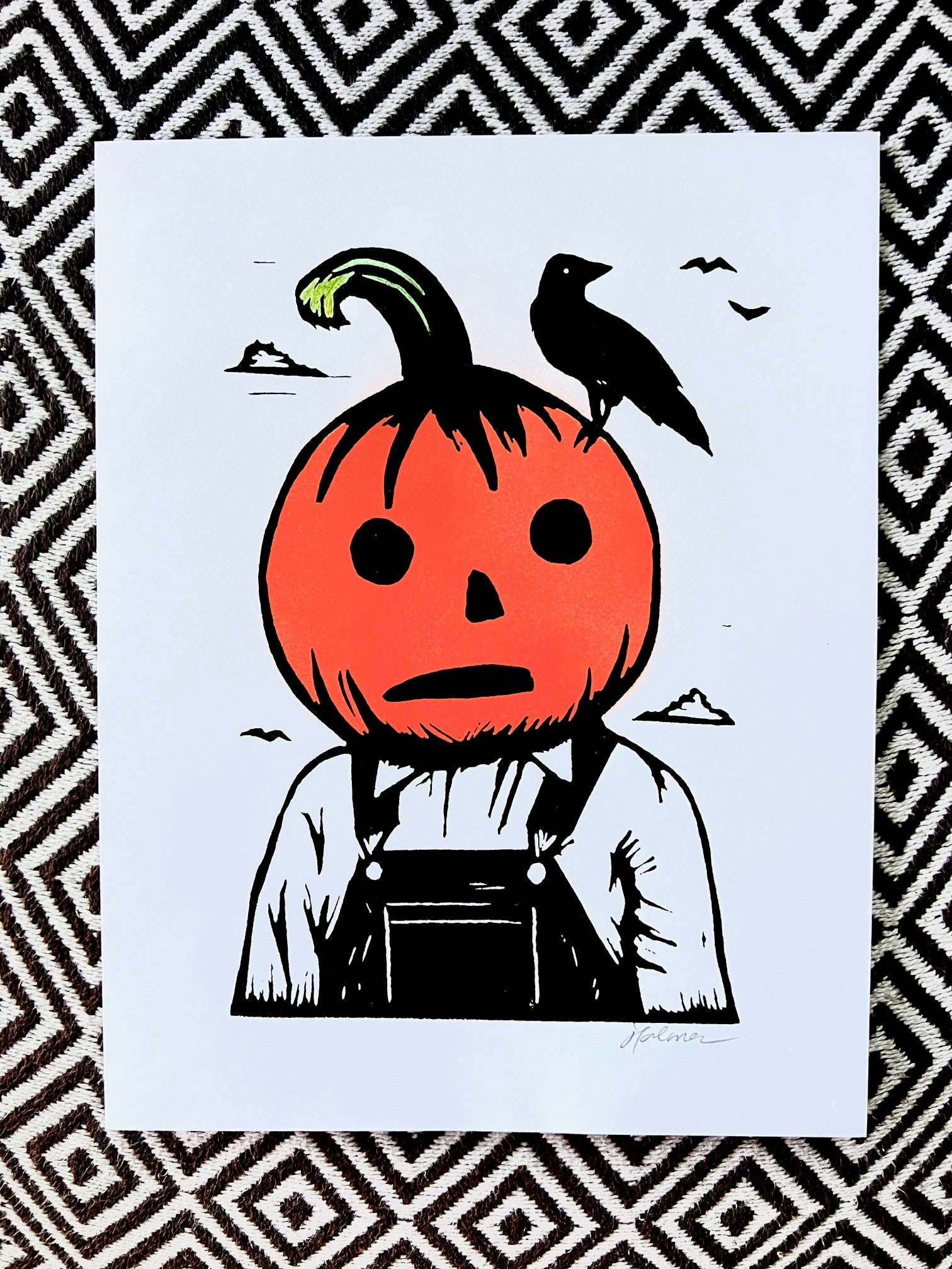 Jack has Corvid: Halloween Pumpkin Crow - 8.5x11’’ Screen Print - Prints
