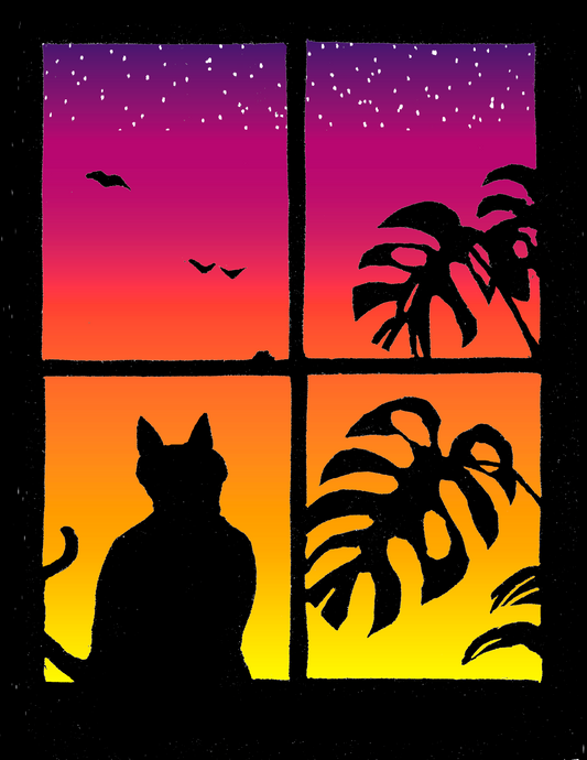 Kitty Window Monstera (8.5 x 11’’) color print - Prints