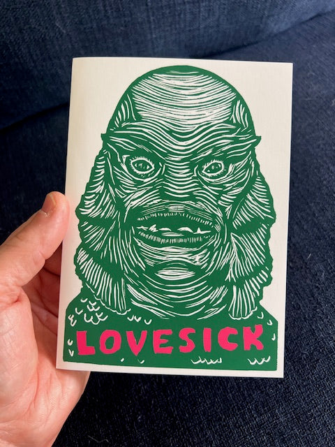 LOVESICK Creature From the Black Lagoon - Greeting Card w/ envelope blank inside 5x7’’ - Greeting Card