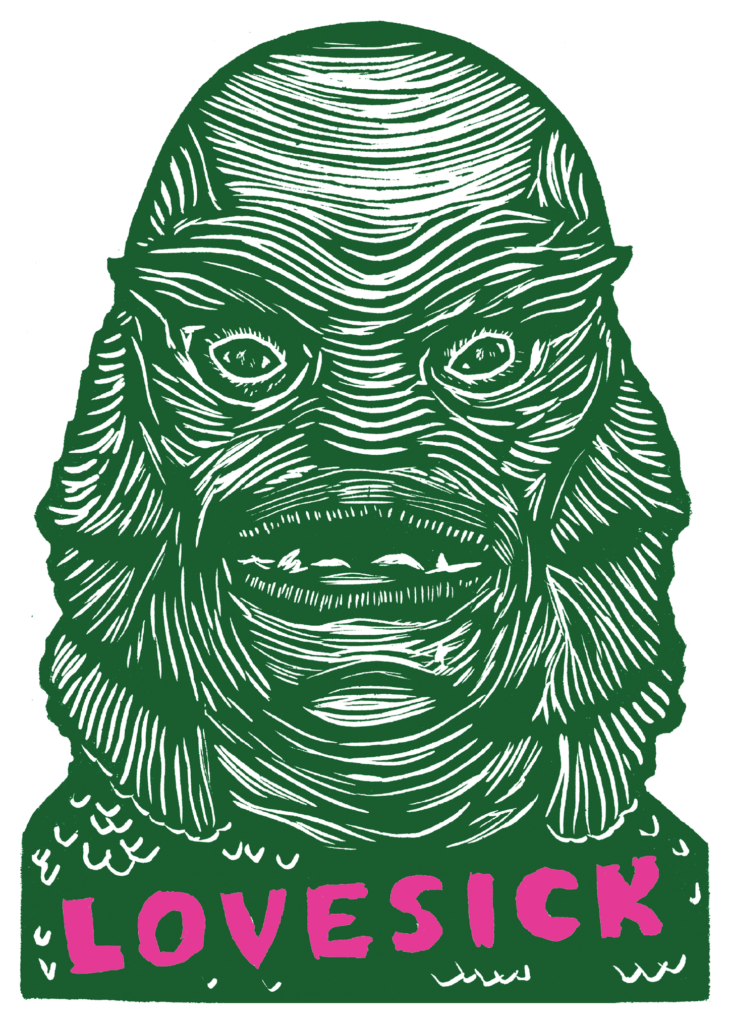 LOVESICK Creature From the Black Lagoon - Greeting Card w/ envelope blank inside 5x7’’ - Greeting Card