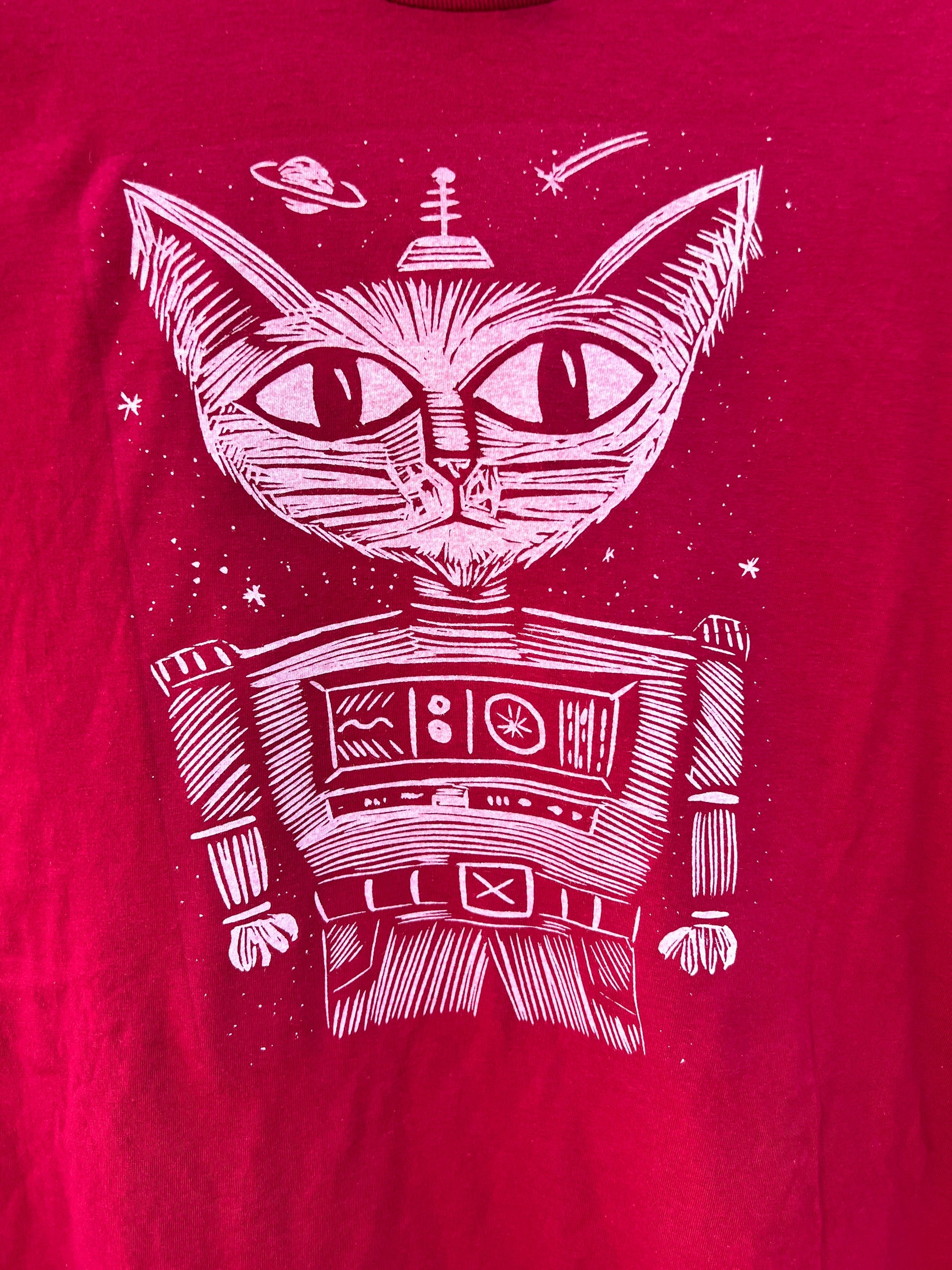 Major Tom Cat - screen print t-shirt 2XL Men’s - Arts & Crafts