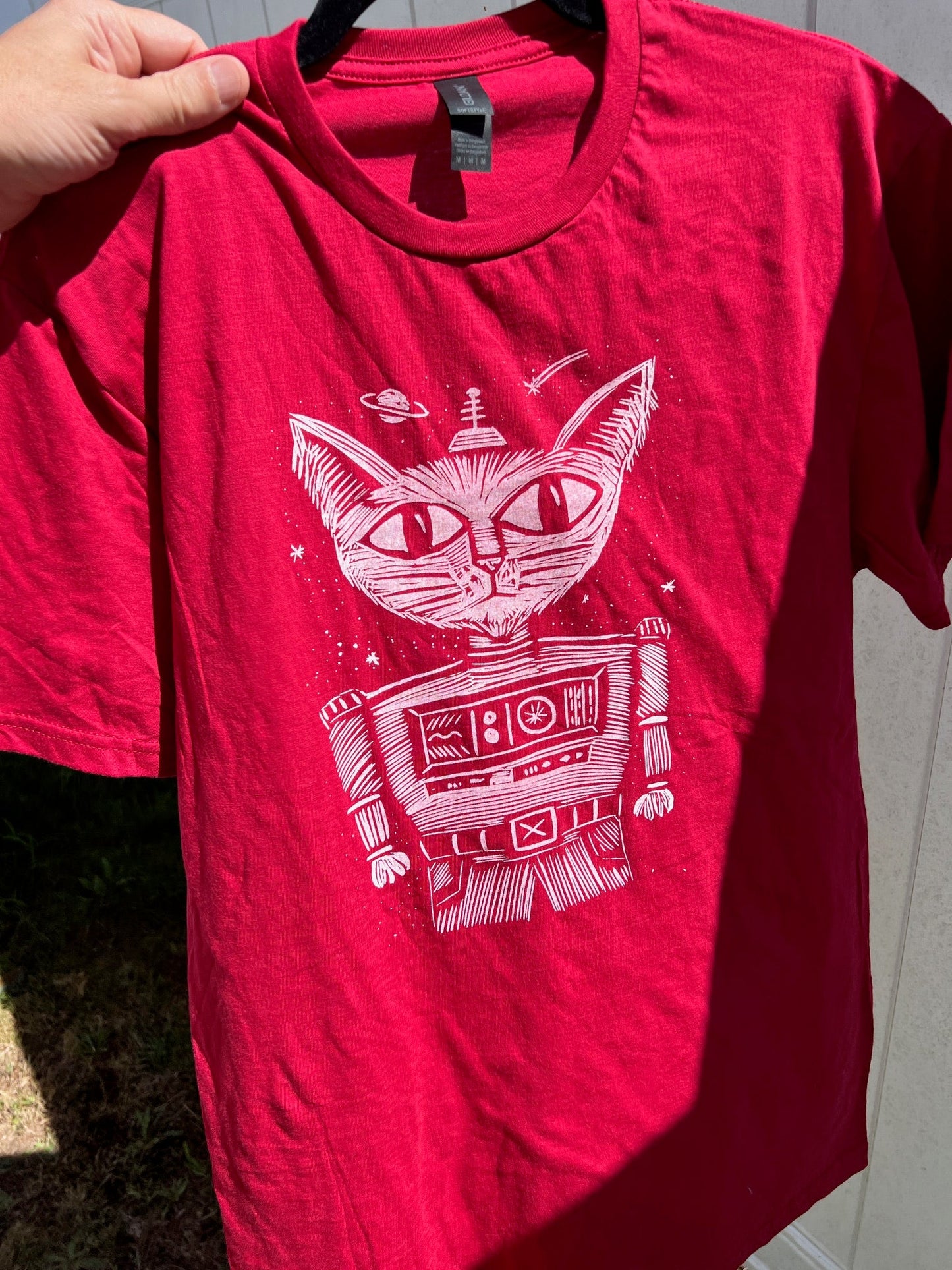 Major Tom Cat - screen print t-shirt MEDIUM Men’s - Arts & Crafts