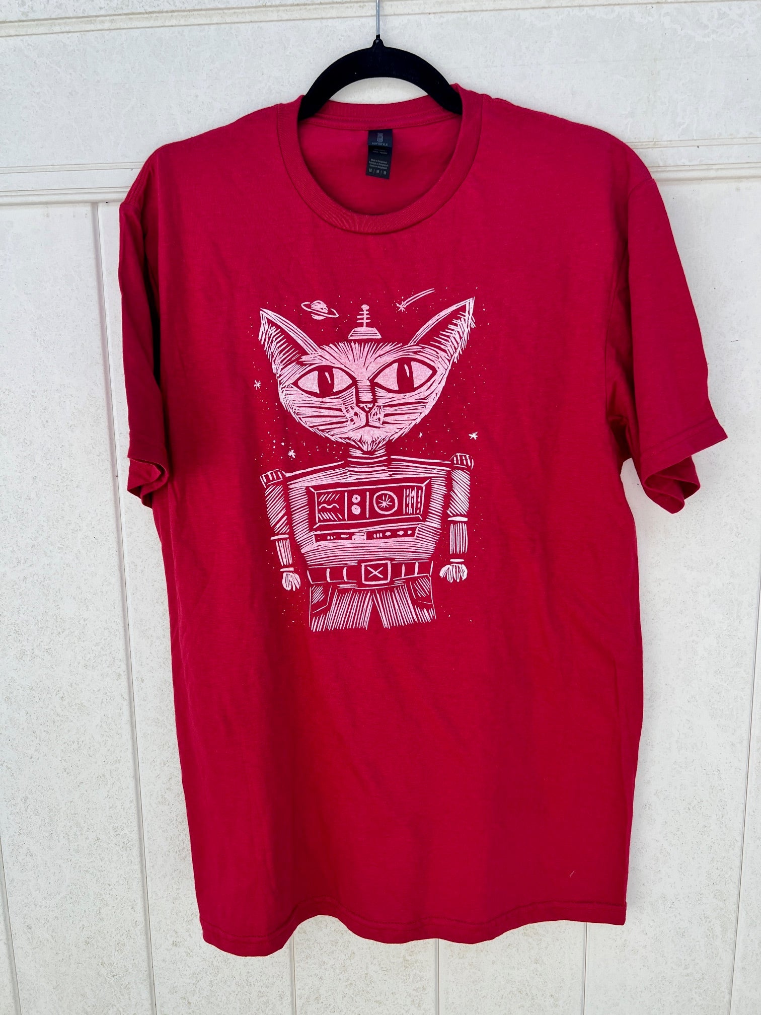 Major Tom Cat - screen print t-shirt MEDIUM Men’s - Arts & Crafts