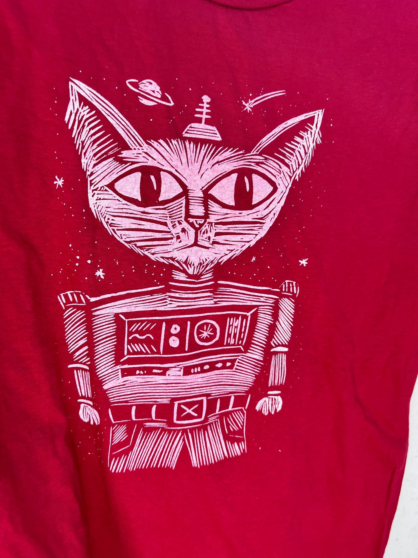 Major Tom Cat - screen print t-shirt MEDIUM Men’s - Arts & Crafts