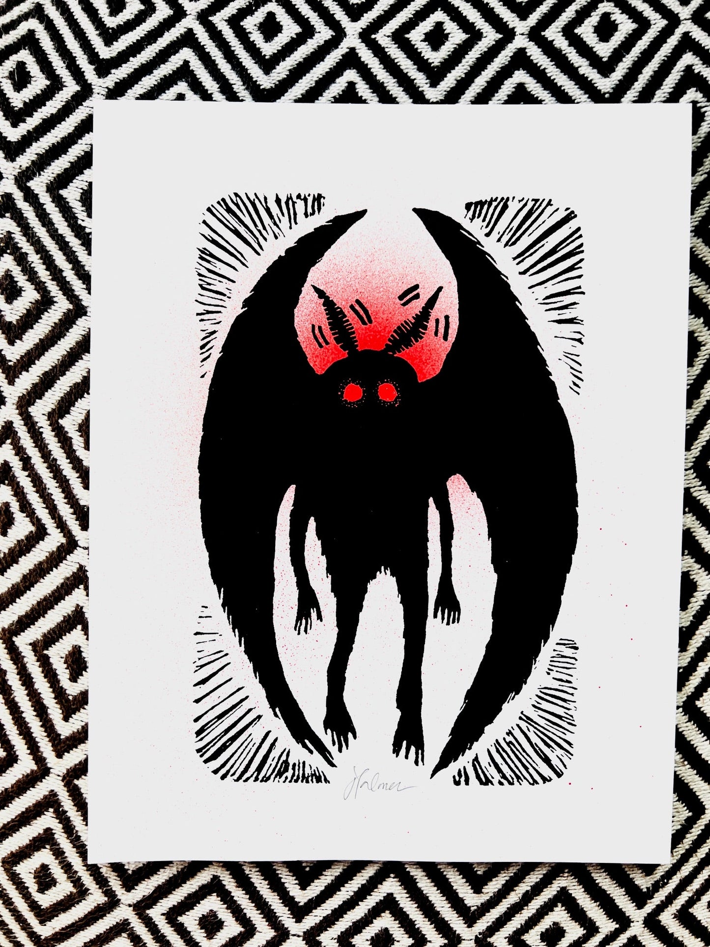 MOTHMAN - 8.5x11’’ Screen Print Halloween spooky - Prints
