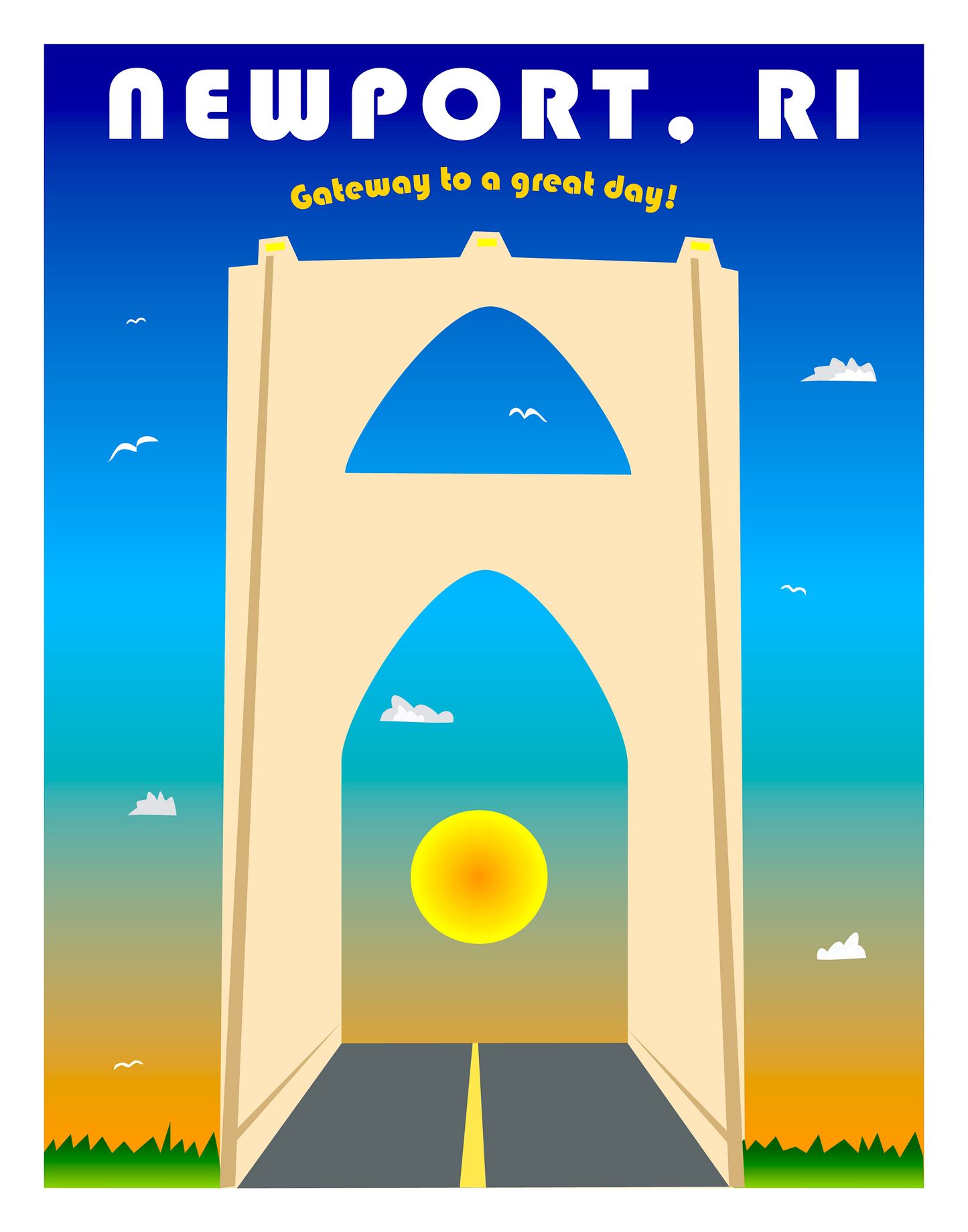 Newport RI ~ Gateway to a Great Day! / Rhode Island (8.5 x 11’’) color print - Arts & Crafts