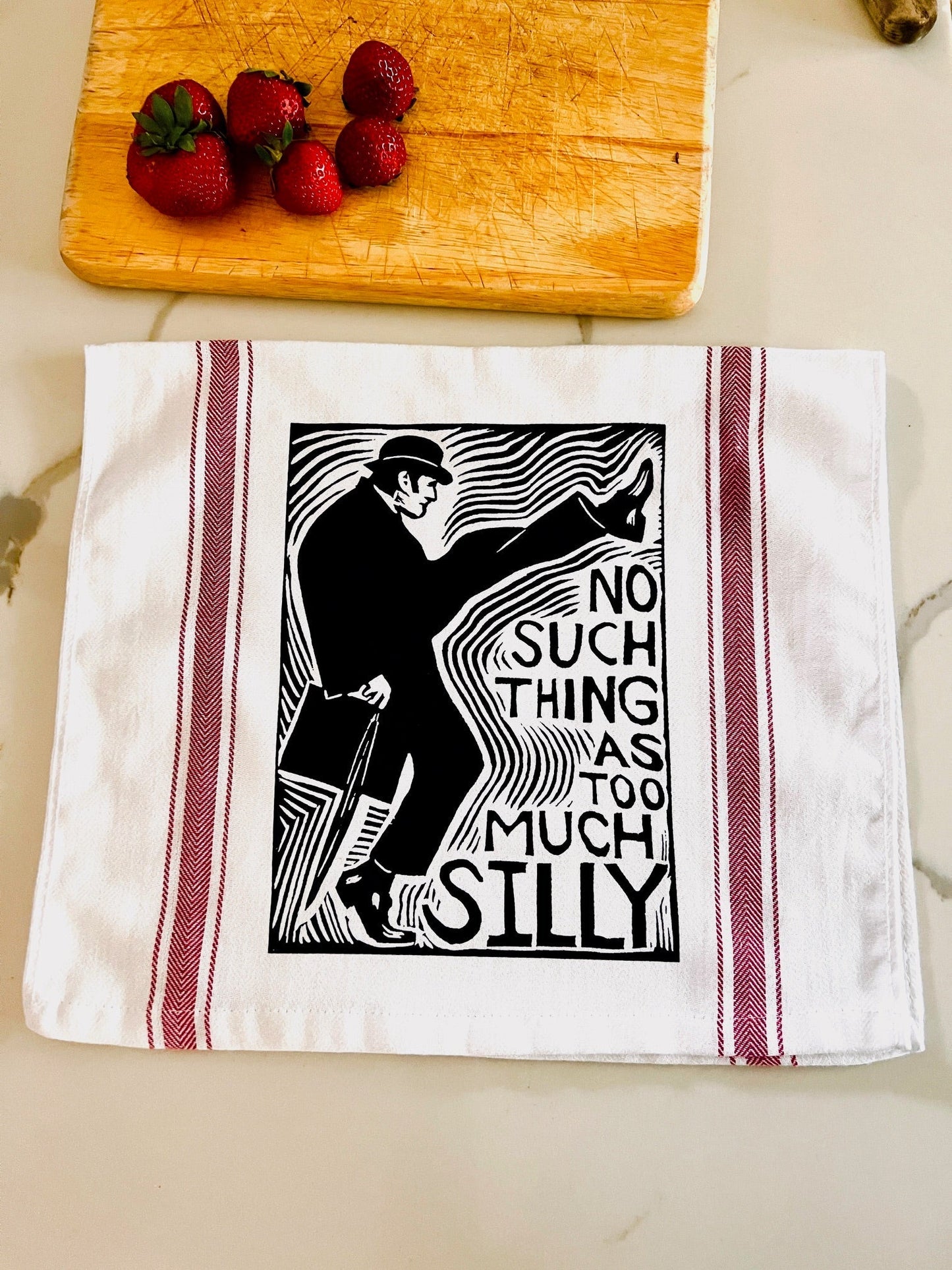 No Such Thing as Too Much Silly! - tea towel all cotton kitchen cooking baking food - Towel