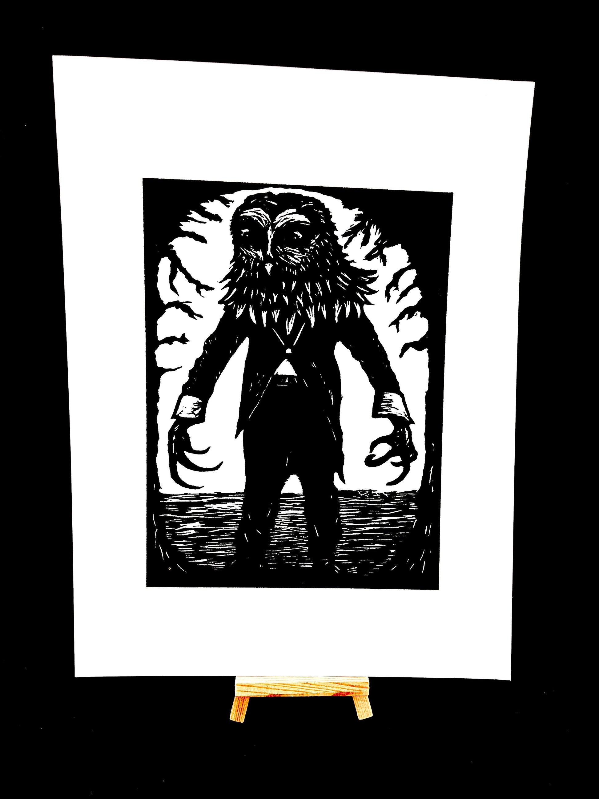 Owl Man (vintage) - Screen Print - Arts & Crafts