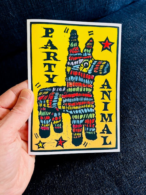 Party Animal piñata - Birthday Greeting Card w/ envelope blank inside 5x7’’ - Greeting Card