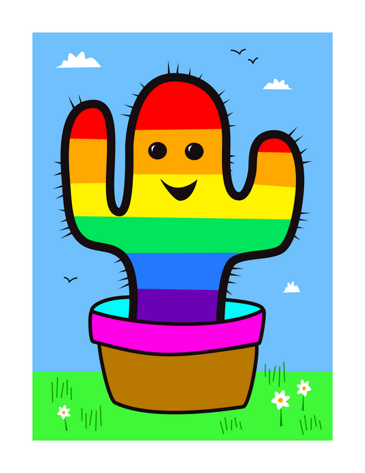 Rainbow Cactus (8.5 x 11’’) color print - Arts & Crafts