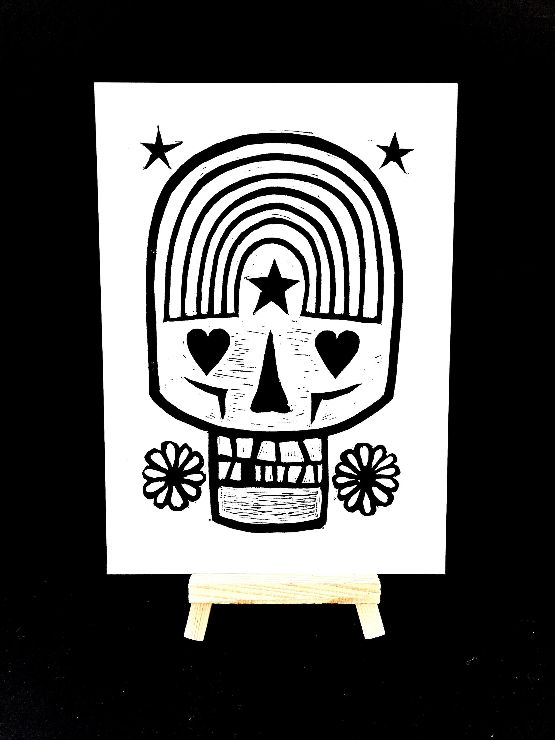 Rainbow Skull (in black and white) - Arts & Crafts