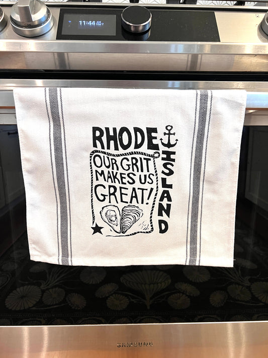 Rhode Island - Our Grit Makes Us Great! - tea towel all cotton kitchen - Towel