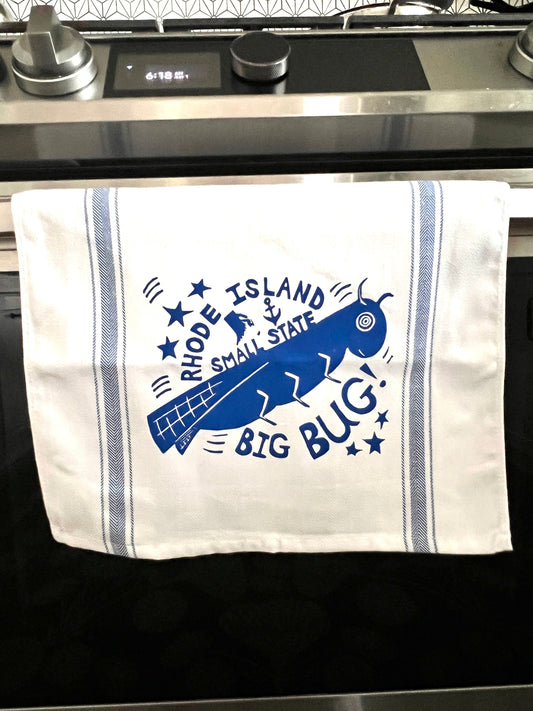 Rhode Island Small State Big Bug! - tea towel all cotton kitchen - Towel