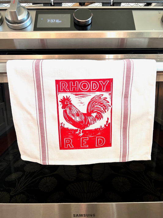 Rhody Red - Rhode Island State Bird - tea towel all cotton kitchen - Towel