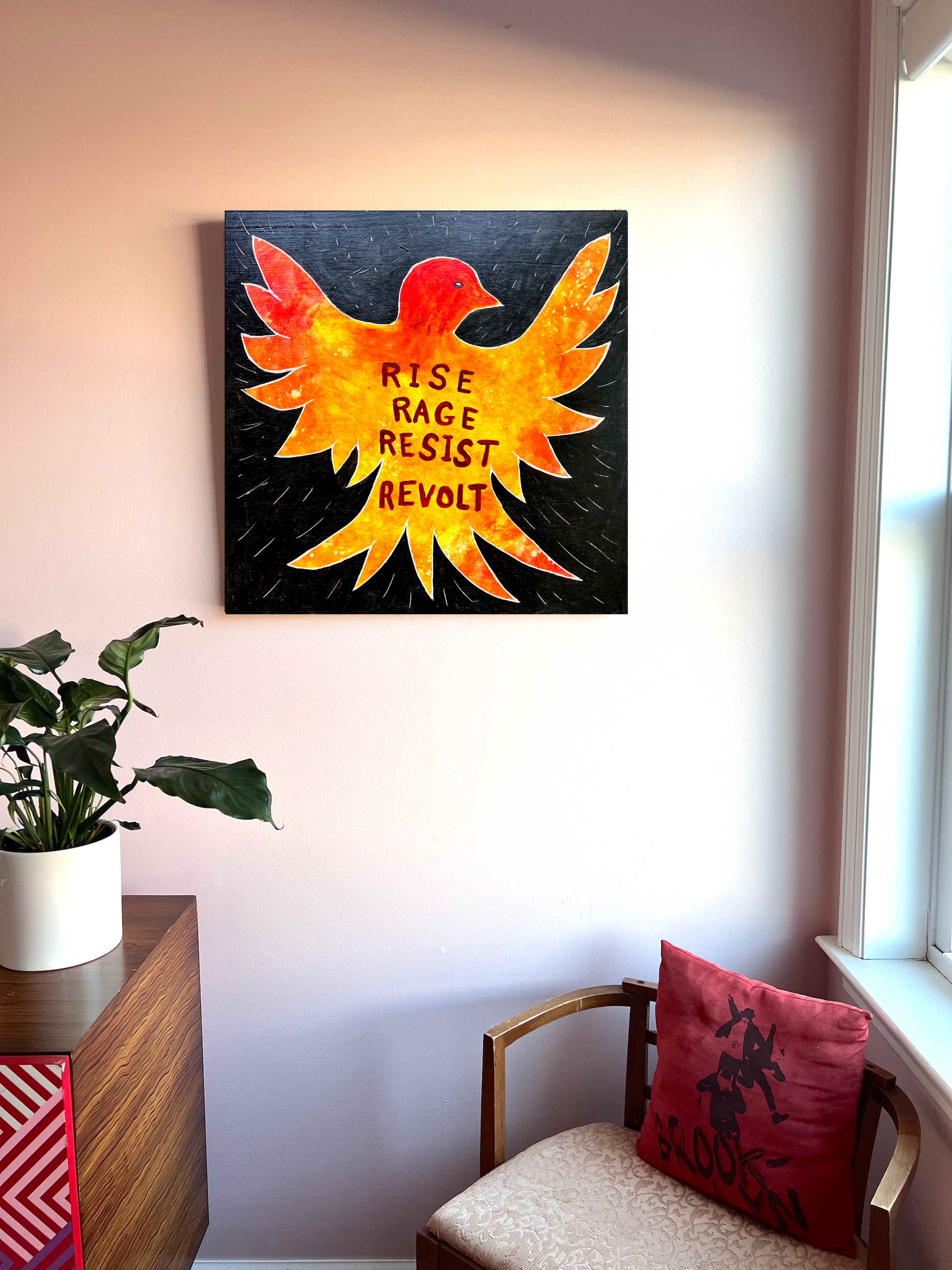 Rise Rage Resist Revolt - 24x24’’ original painting on wood panel 2025 - Arts & Crafts