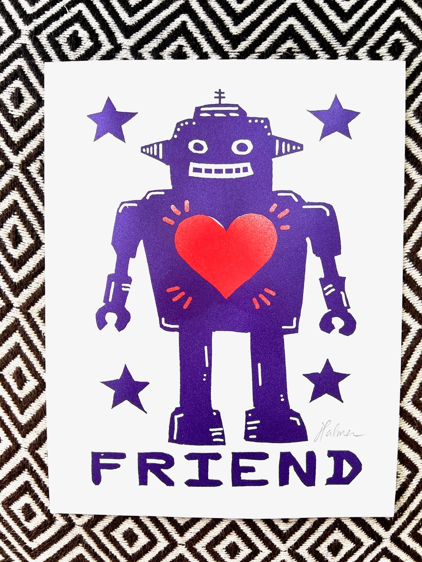 ROBOT FRIEND: 8.5x11’’ Screen Print - Purple - Prints