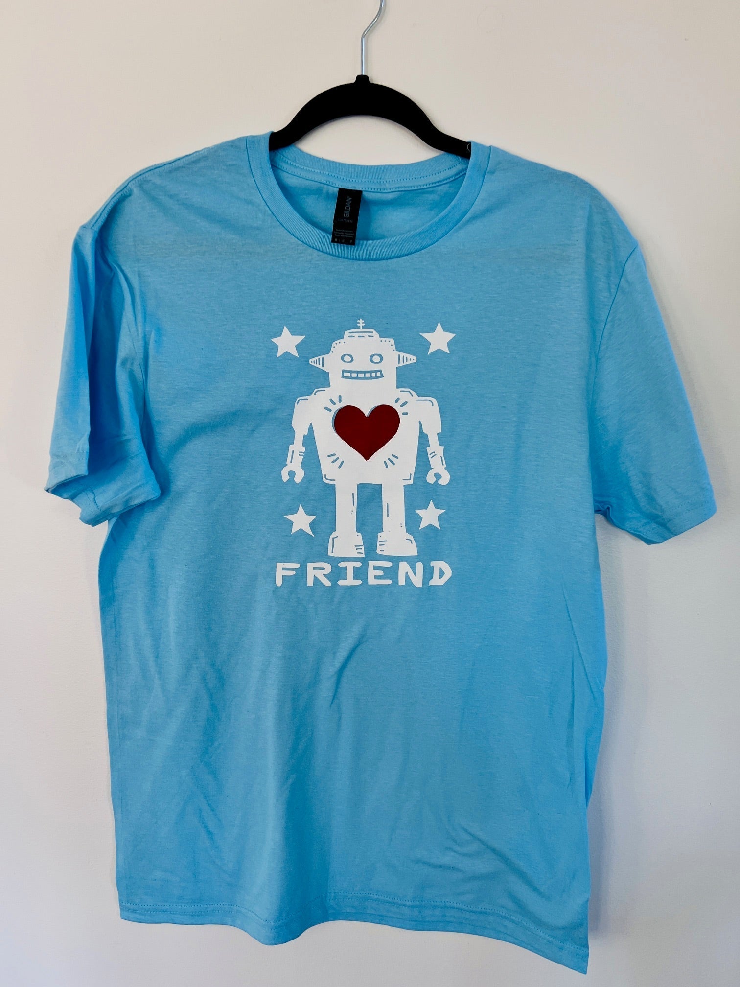 ROBOT FRIEND - 2-color screen print T-shirt Unisex Softstyle all cotton - Apparel