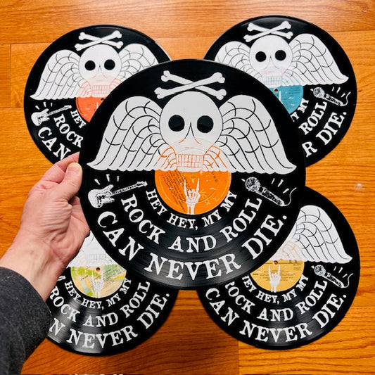 Rock and Roll can never die - VINYL - Screenprinted Vintage 12 in. Vinyl Records - Prints