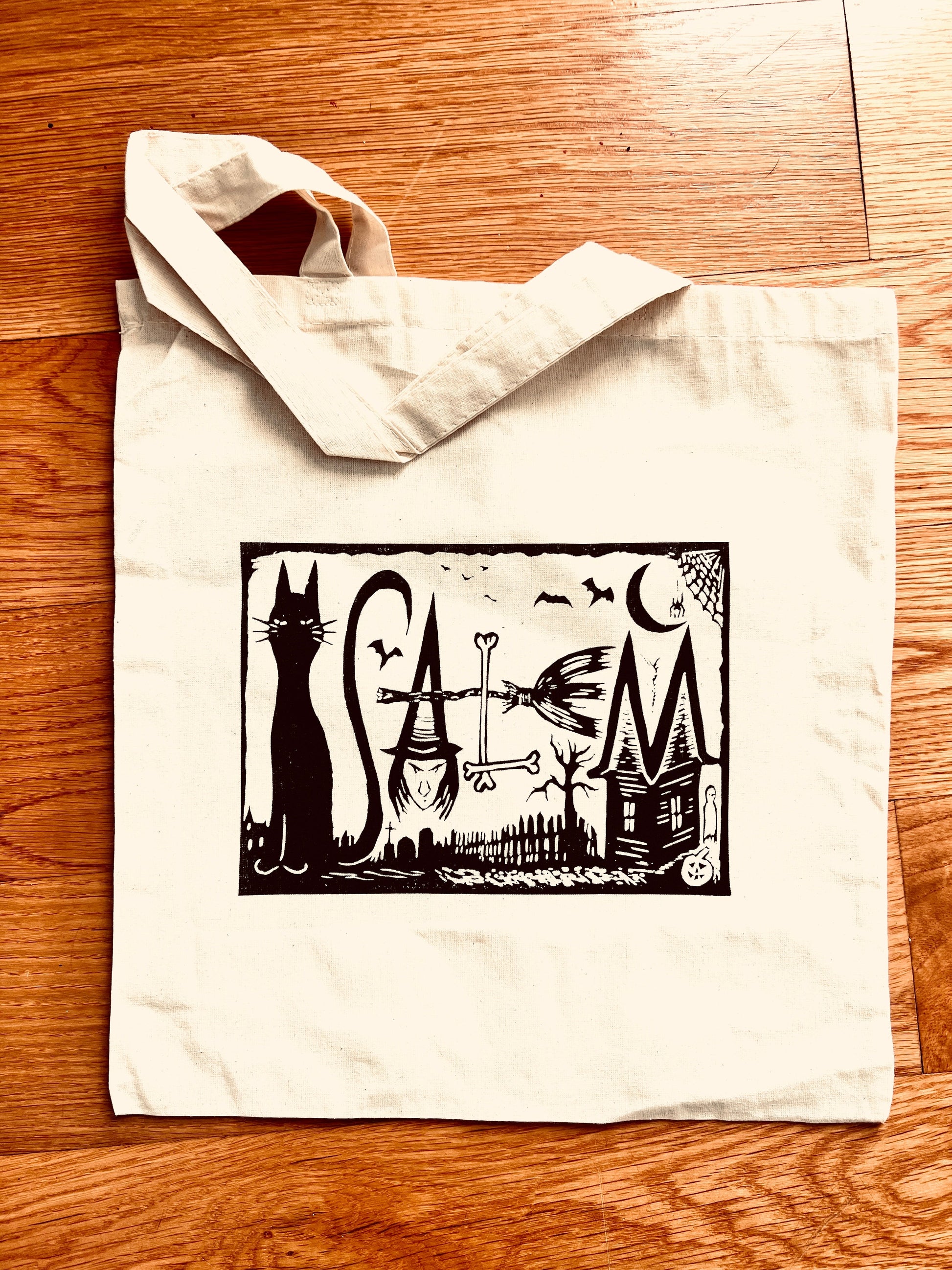 SALEM ’Spelled Out’ - Witches - Cotton Tote - cat ghost 7 gables - Tote Bag