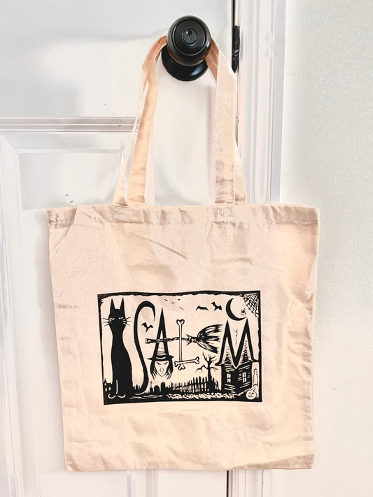 SALEM ’Spelled Out’ - Witches - Cotton Tote - cat ghost 7 gables - Tote Bag