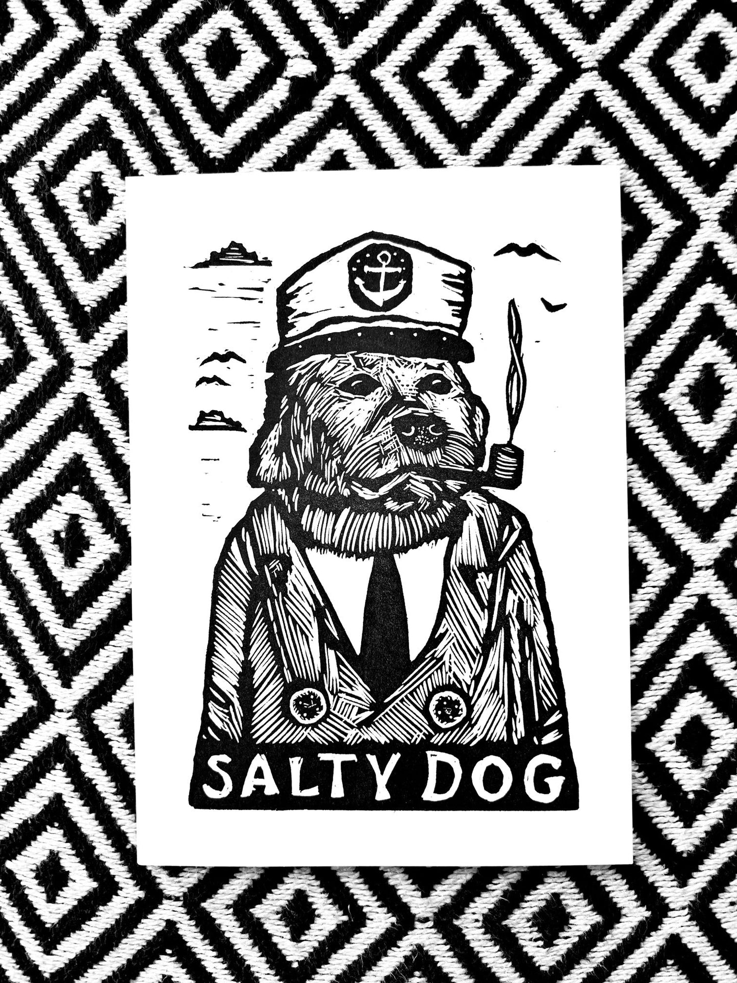 SALTY DOG Ready for Ruff Waters:: block print - Prints