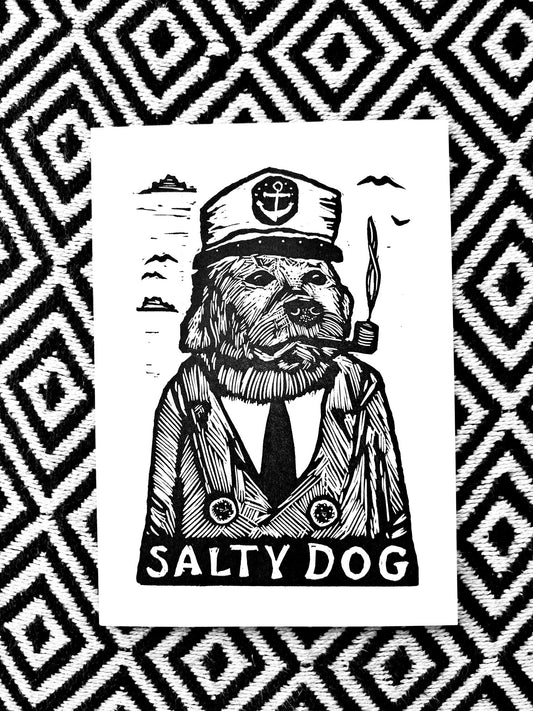 SALTY DOG Ready for Ruff Waters:: block print - Prints