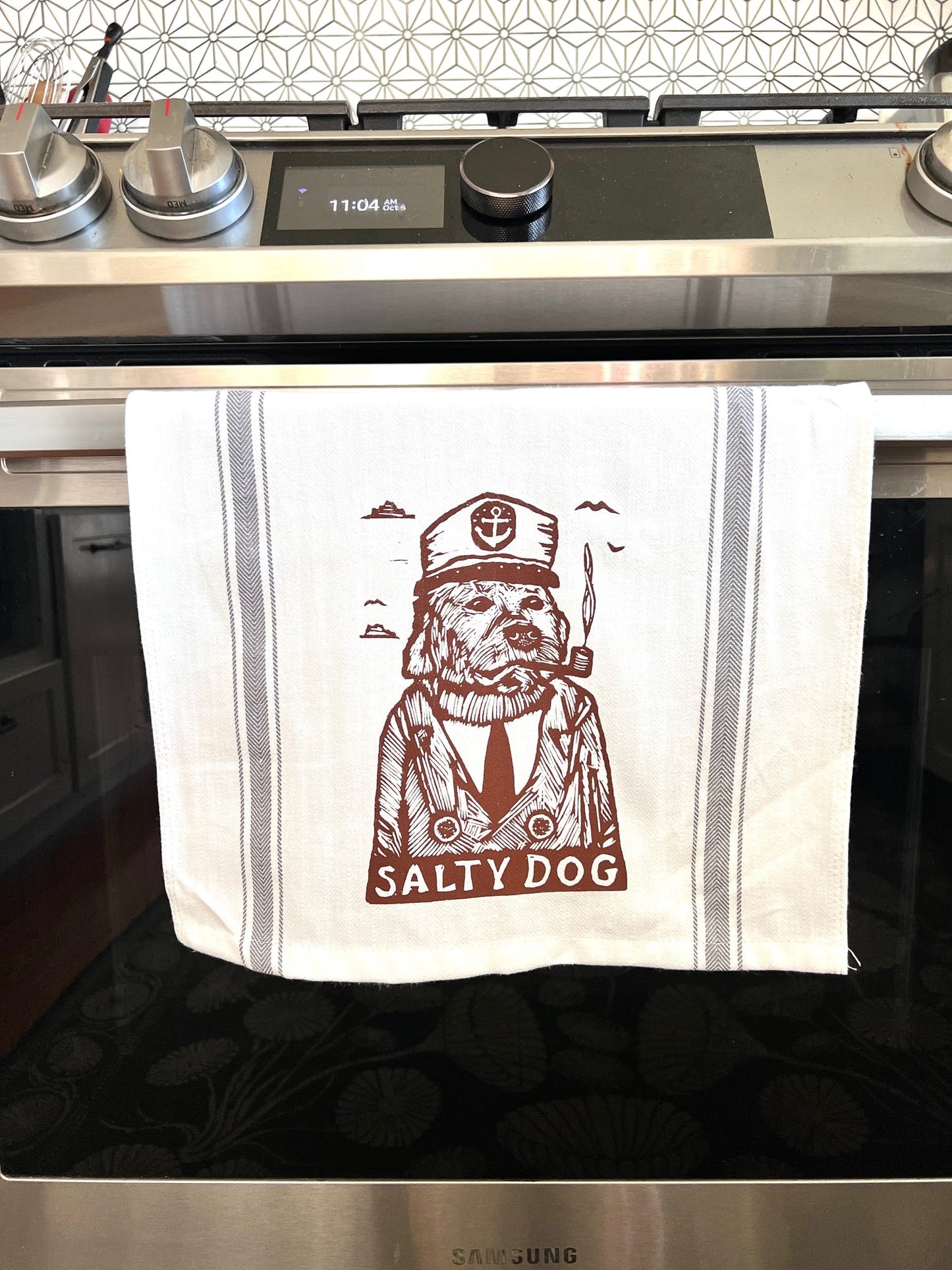 SALTY DOG - tea towel all cotton kitchen cooking baking food dogs - Towel