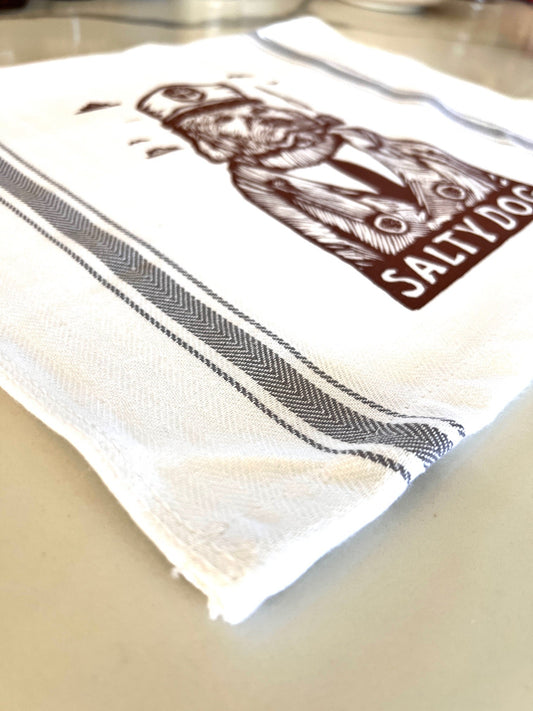 SALTY DOG - tea towel all cotton kitchen cooking baking food dogs - Towel