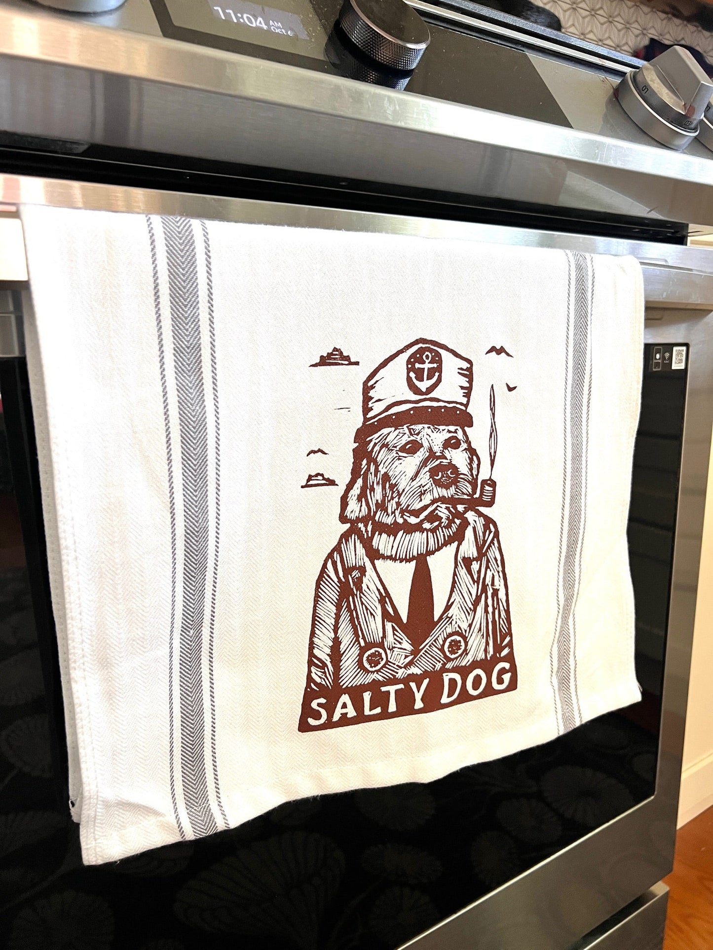 SALTY DOG - tea towel all cotton kitchen cooking baking food dogs - Towel