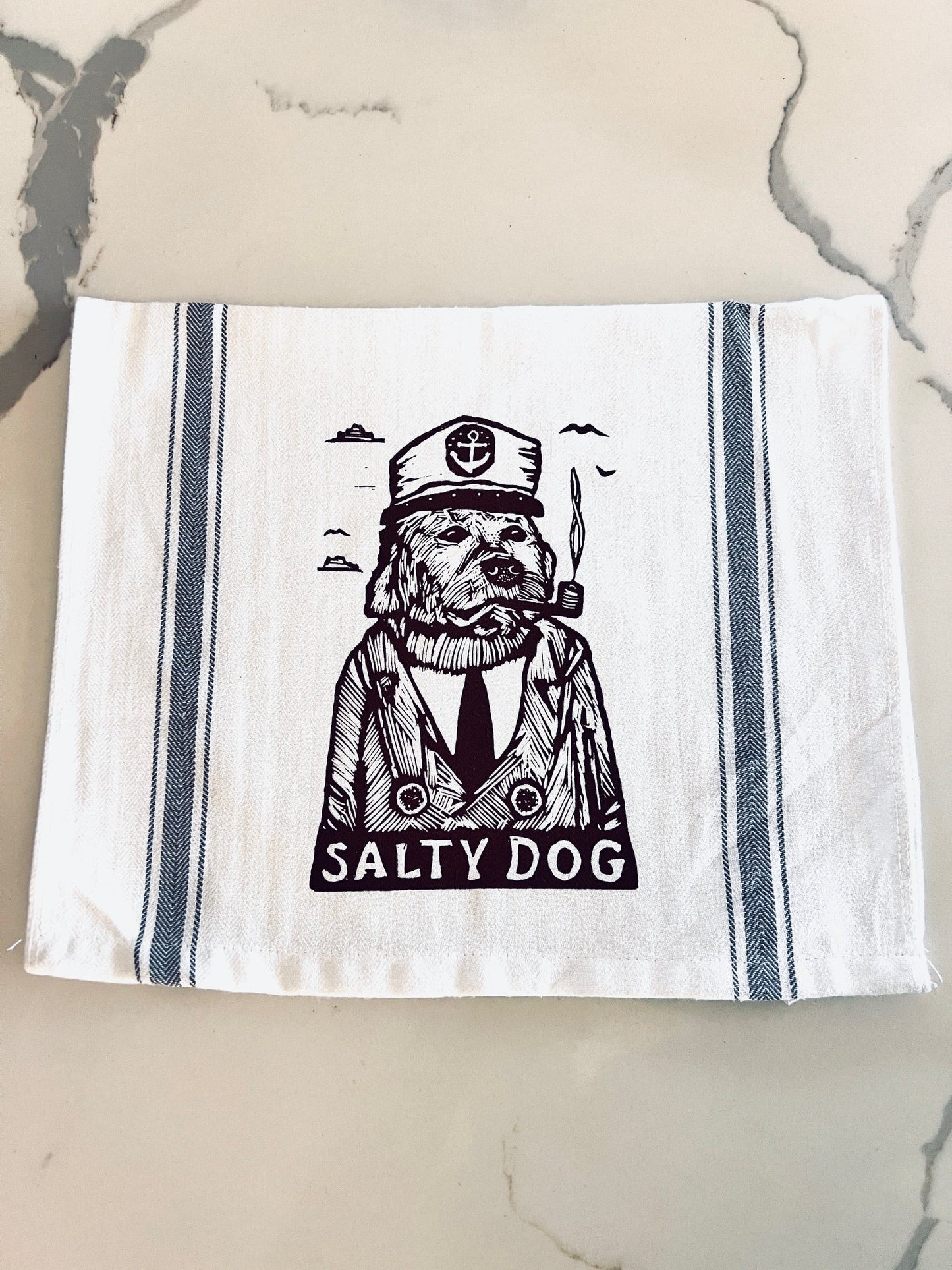 SALTY DOG - tea towel all cotton kitchen cooking baking food dogs - Towel