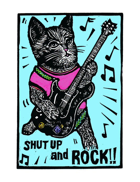 Shut Up and ROCK! / Cat (8.5 x 11’’) color print - Arts & Crafts