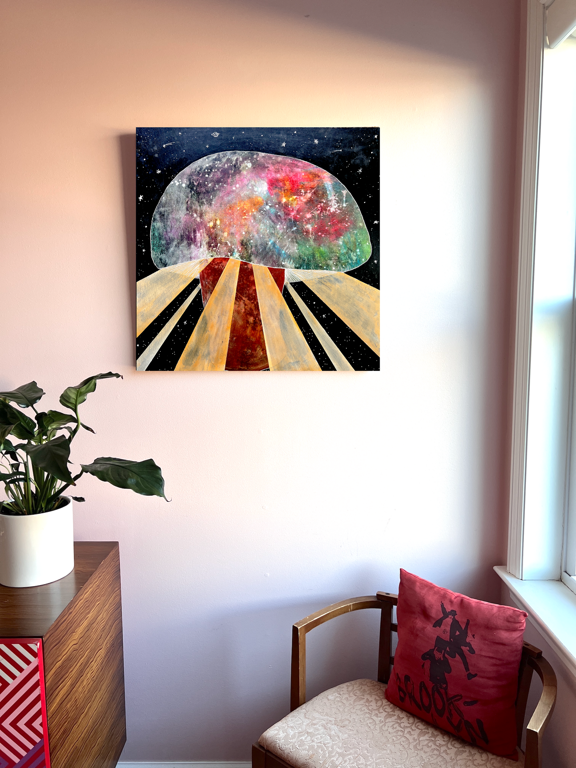 Space Shroom - 24x24’’ original painting on wood panel 2025 - Arts & Crafts