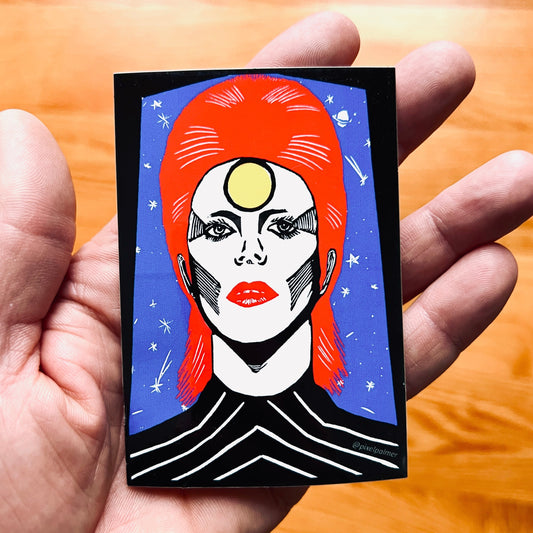 STARMAN ~ David Bowie / Ziggy Stardust - glossy sticker 4’’ x 2.75’’ - Arts & Crafts