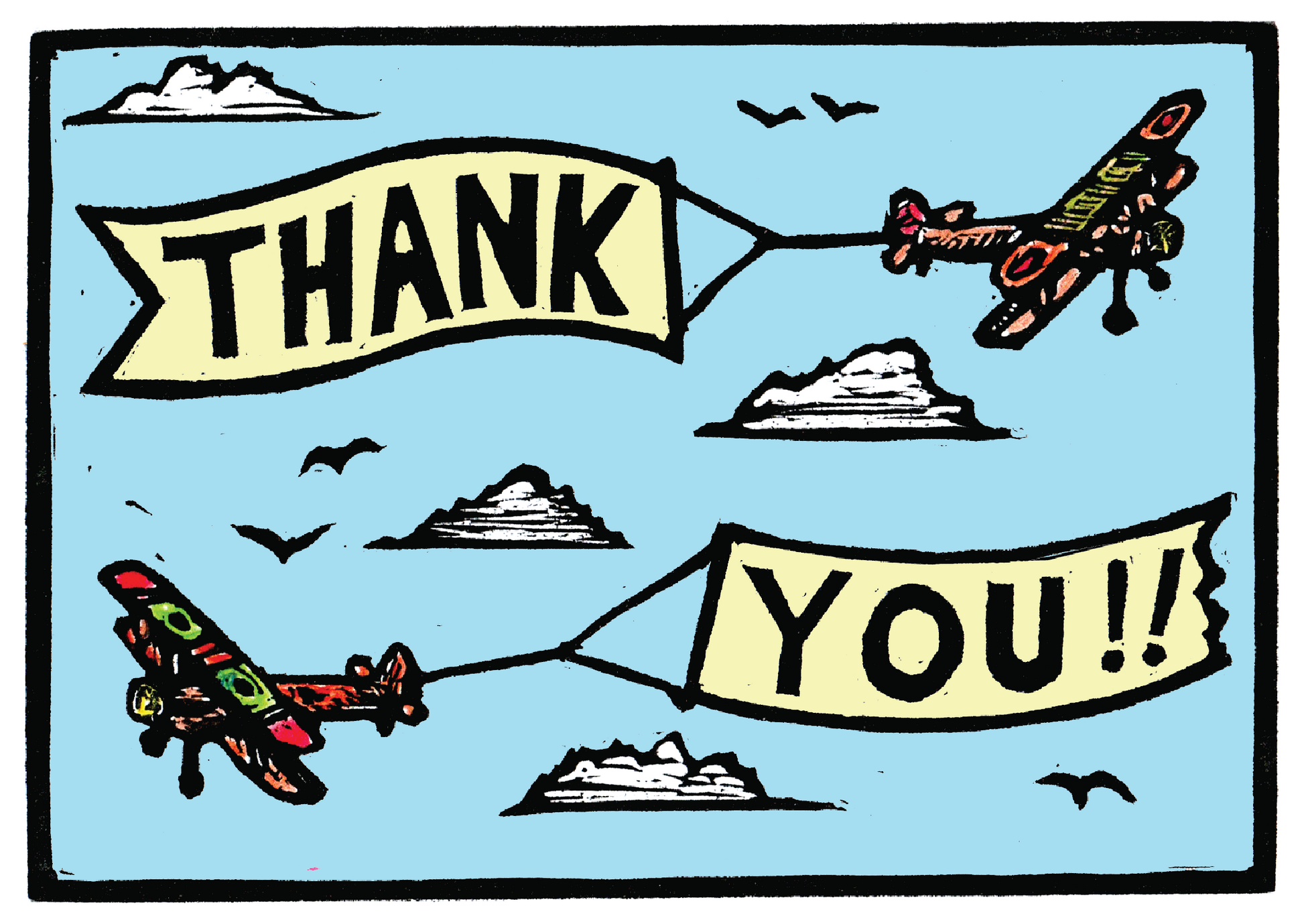 Thank You Bi-Planes - Greeting Card w/ envelope blank inside 5x7’’ - Greeting Card