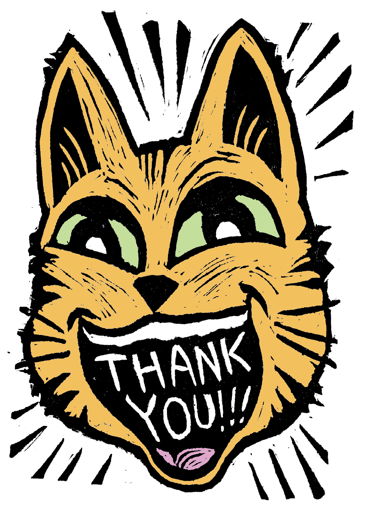 Thank You!!! Cat - Greeting Card w/ envelope blank inside 5x7’’ - Greeting Card