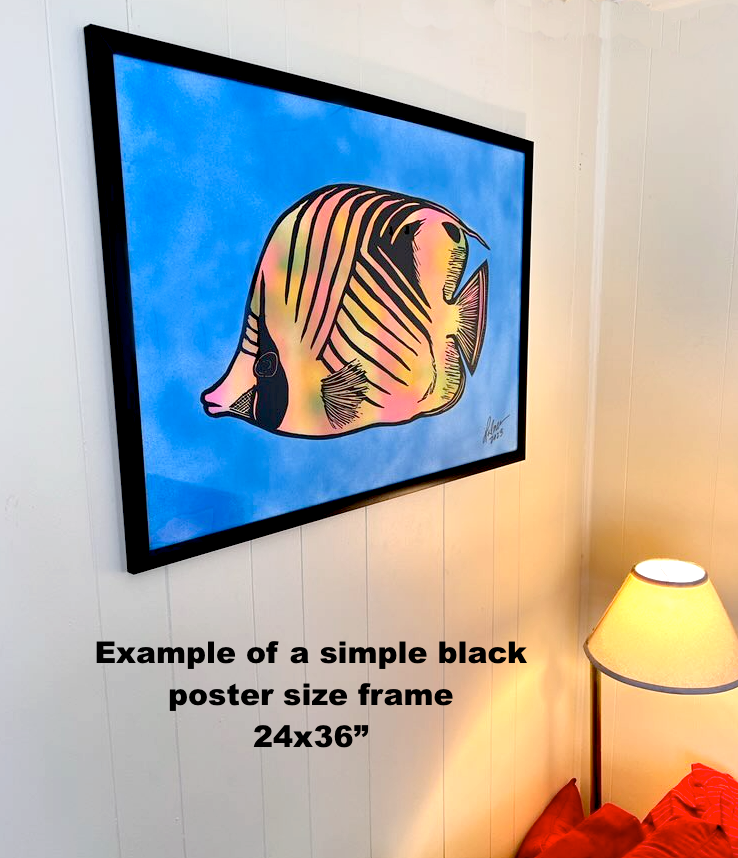 Threadfin Butterflyfish - Screen Print - big fish tropical fish limited edition - Arts & Crafts