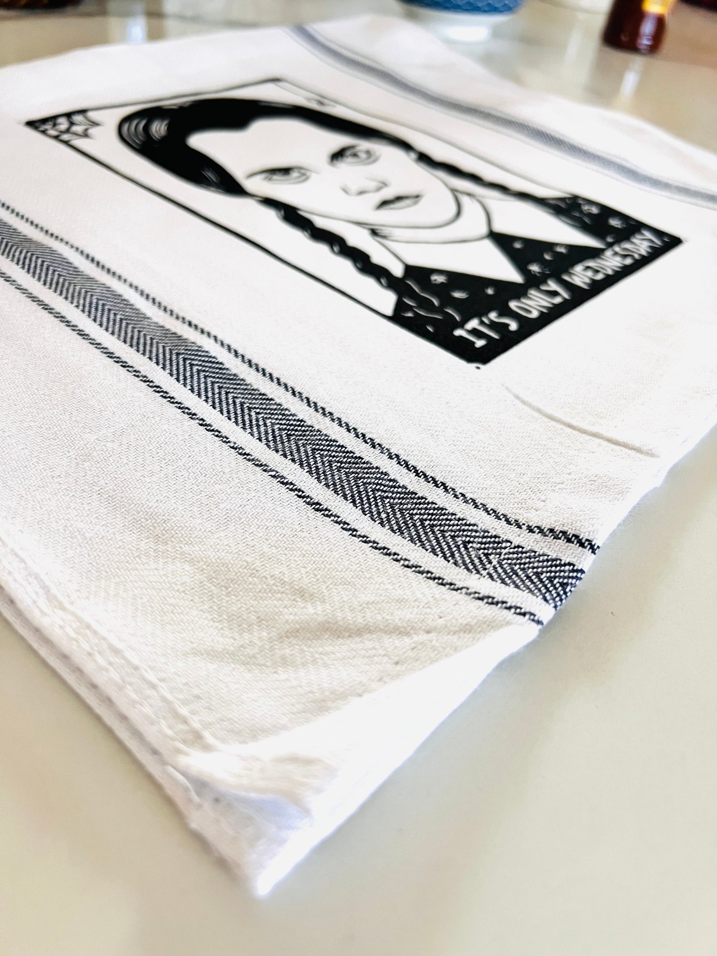 Wednesday Addams HALLOWEEN - tea towel all cotton kitchen cooking baking food - Towel