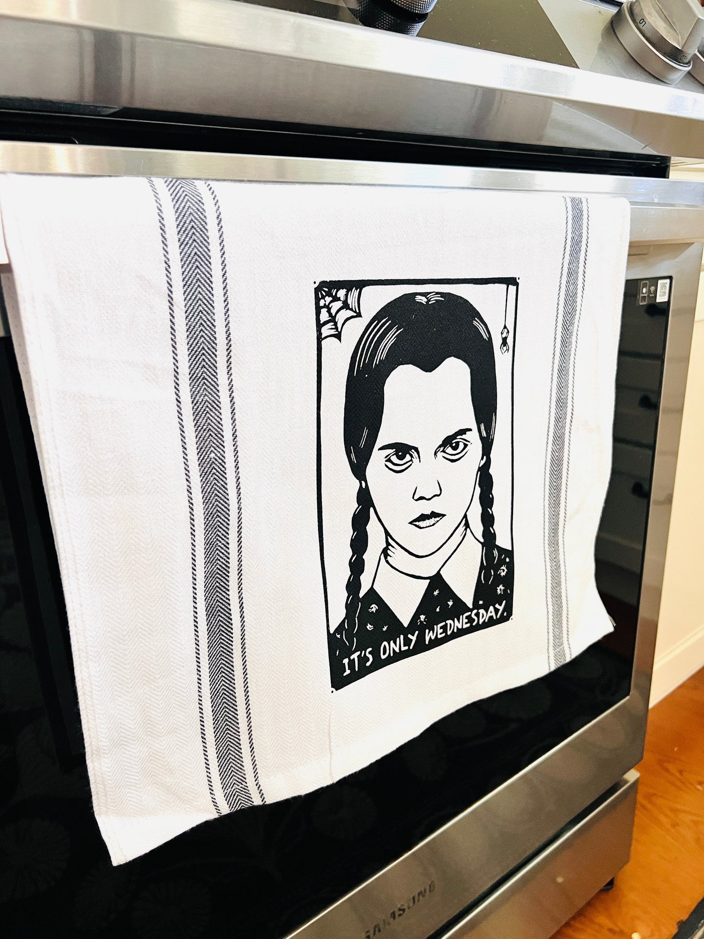 Wednesday Addams HALLOWEEN - tea towel all cotton kitchen cooking baking food - Towel