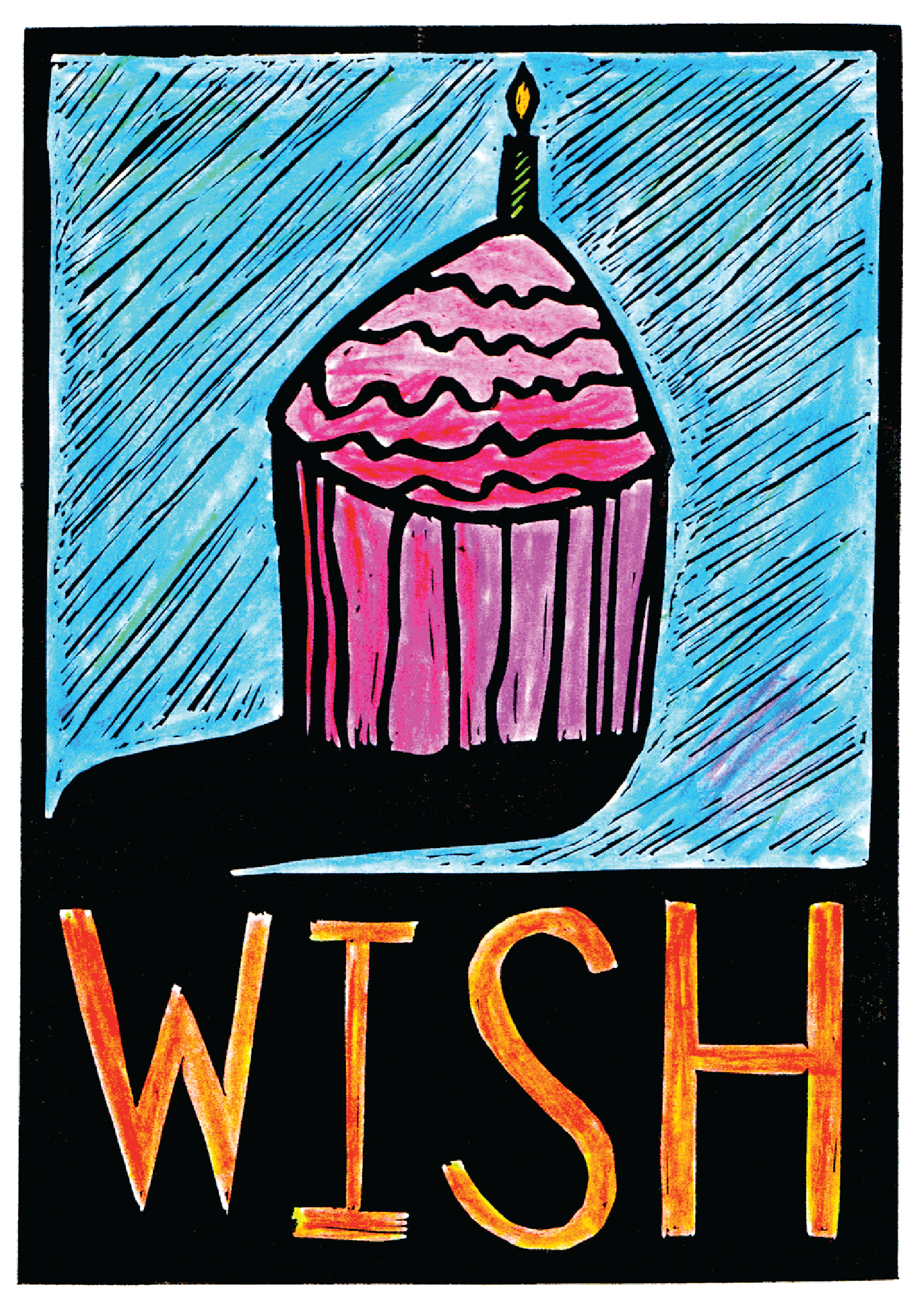 WISH - Birthday Greeting Card w/ envelope blank inside 5x7’’ - Greeting Card