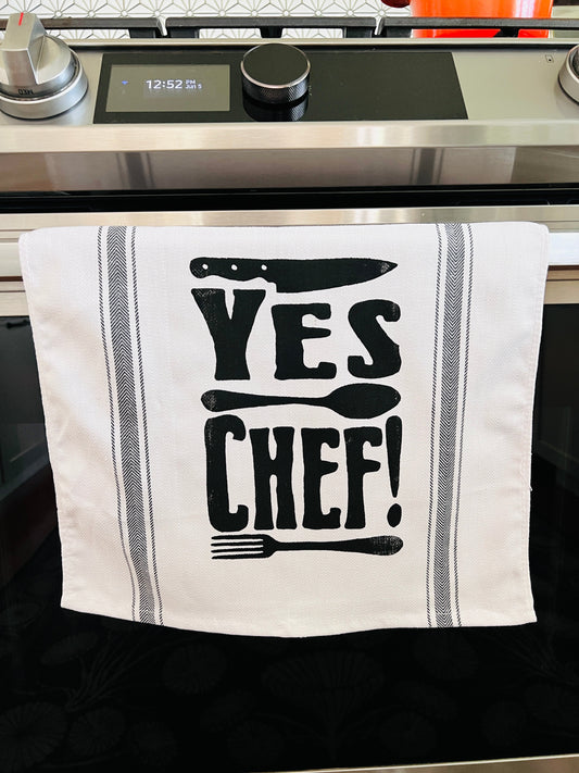 YES CHEF! - tea towel all cotton kitchen cooking baking food - Towel