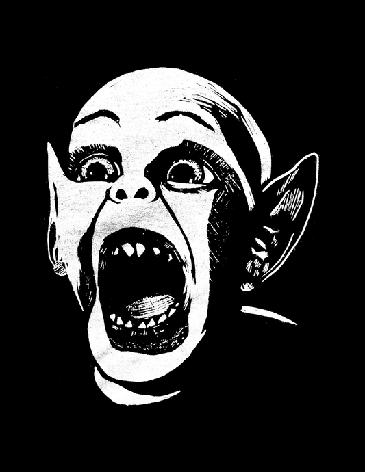 BAT BOY - screen print 8.5x11" white ink on black stock, hand printed