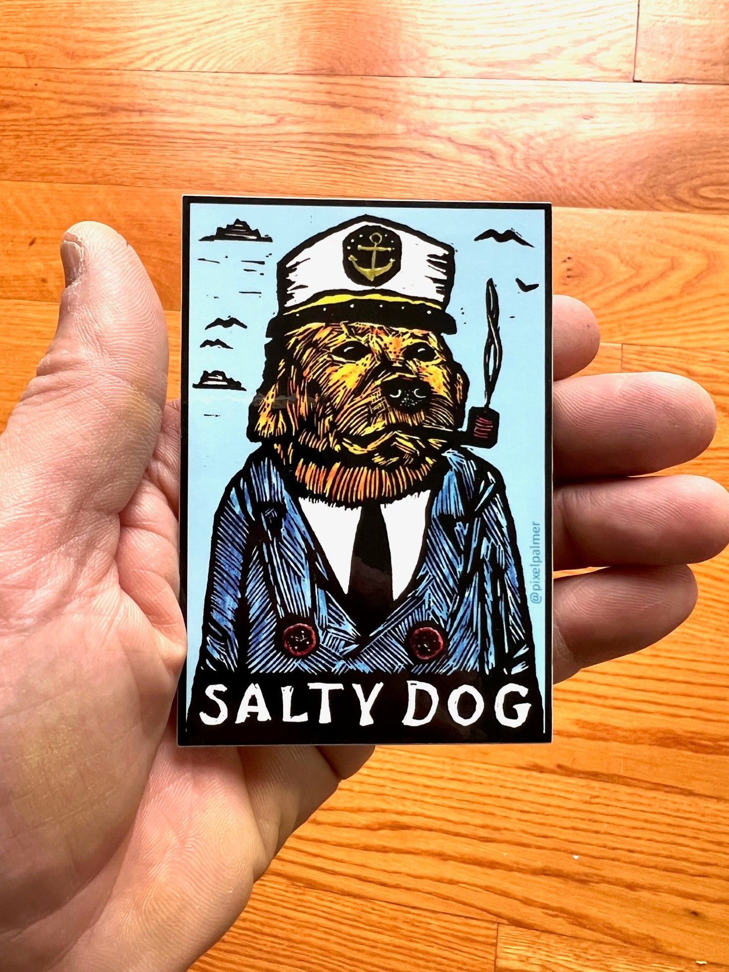 SALTY DOG ~ glossy vinyl sticker from Pixel Palmer, nautical, ocean, coastal